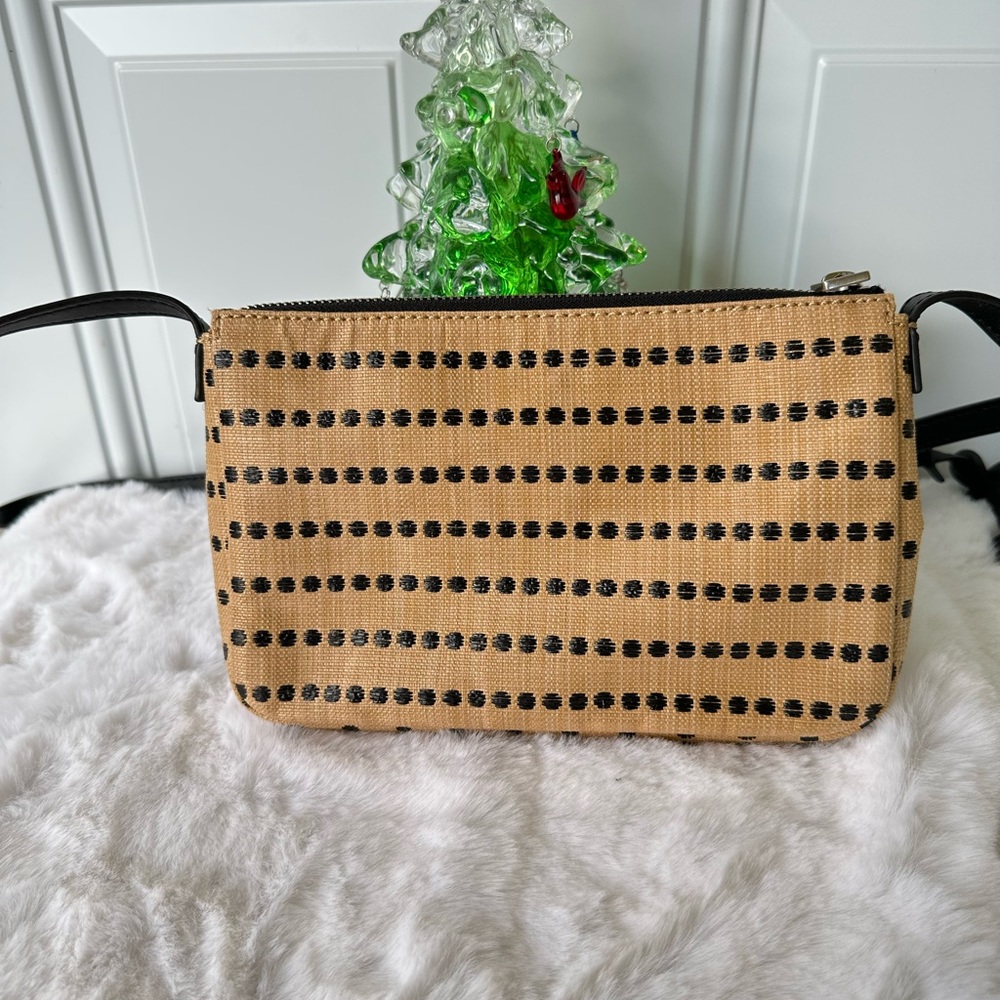 FOSSIL Dawson Fabric Crossbody light tan polka dot bohemian adjustable purse - Picture 5 of 7